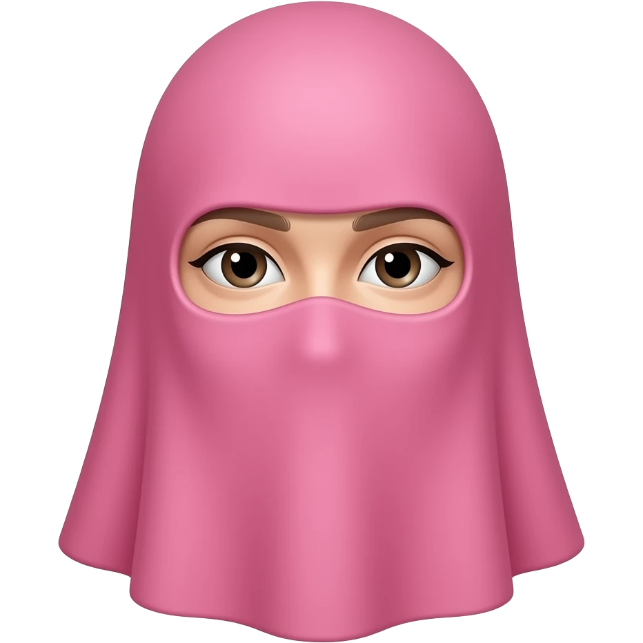 face covered with pink cloth so that only one face was visible emoji