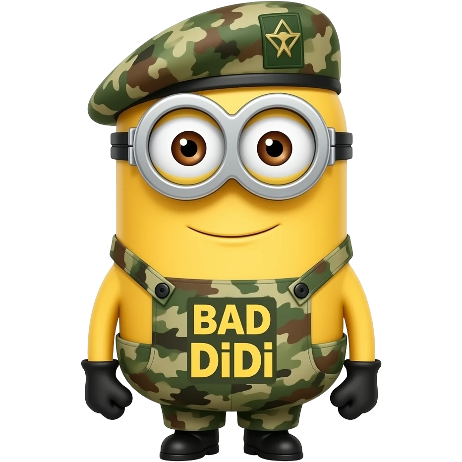 Mad Minion in army uniform text BAD DiDi emoji