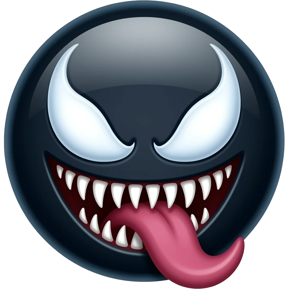 Venom round face with tongue emoji