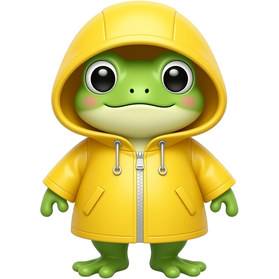 cute frog in a raincoat emoji