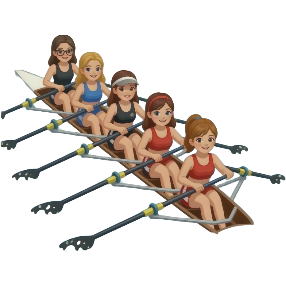 fish interfering with 8 female person water rowing emoji