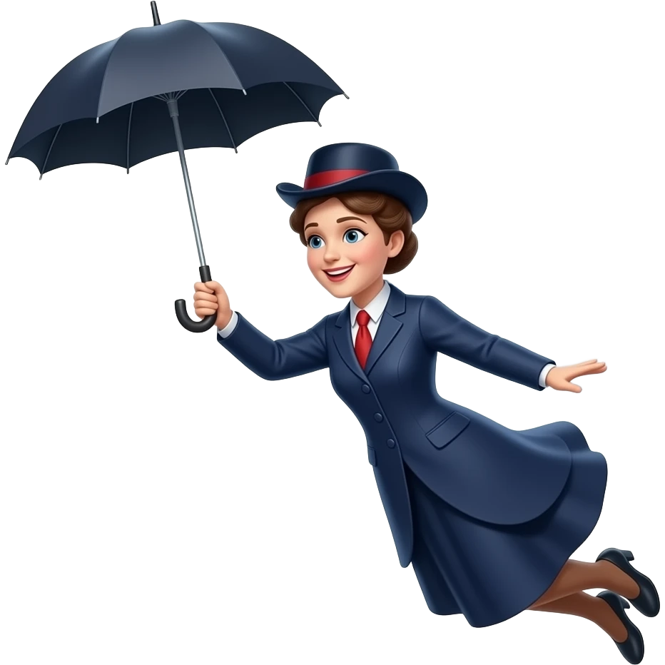 Mary poppins indubitably flying with umbrella emoji