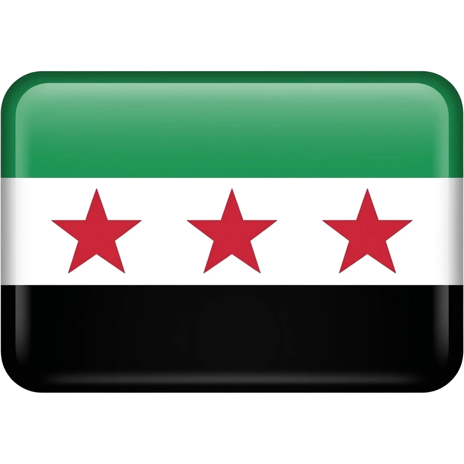 A rectangular flag with three horizontal stripes: green on top, white in the middle, and black on the bottom. In the center of the white stripe are three red five-pointed stars evenly spaced. emoji