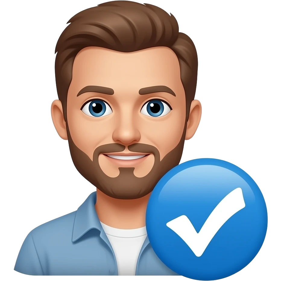 Buatkan emoji centang biru artis emoji