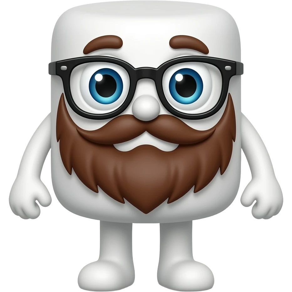 sad marshamallow with a brown beard and glasses emoji