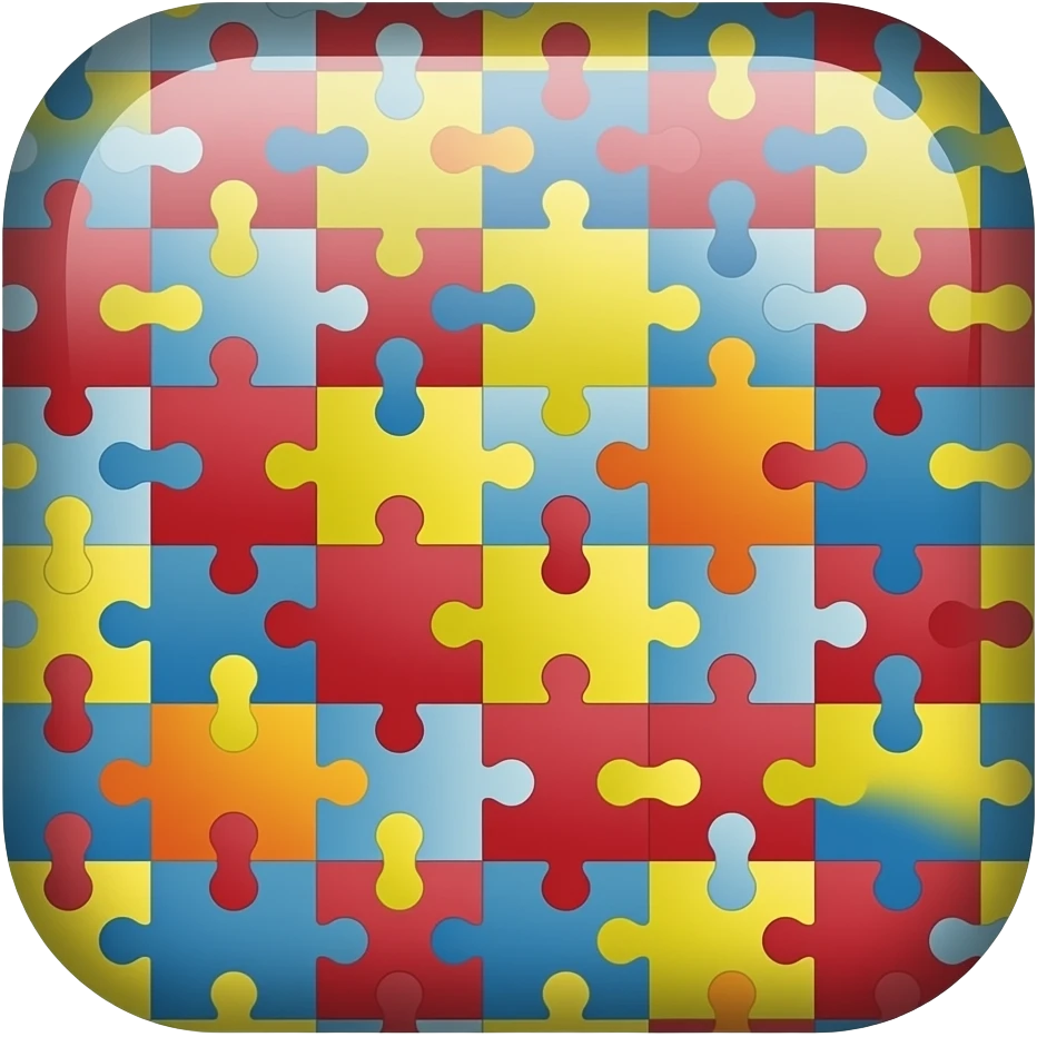 autism puzzle pieces ios shading background. lots of puzzle pieces. lots. indivual small ones. primary colors. more vivid very vivid bright and bright emoji