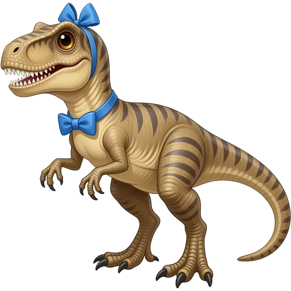 Blue the velociraptor bow tie on head female emoji