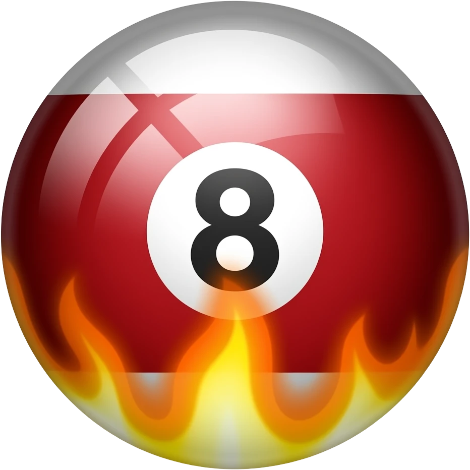 Flaming 8 ball emoji