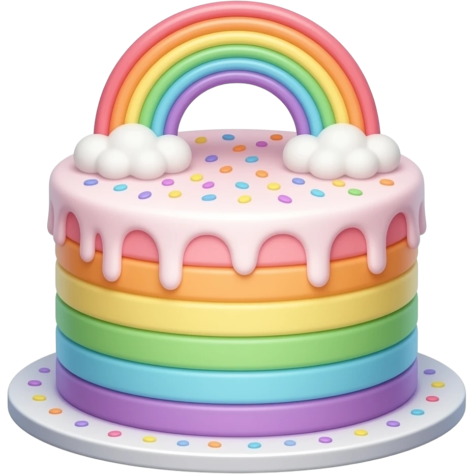 pastel rainbow birthday cake emoji