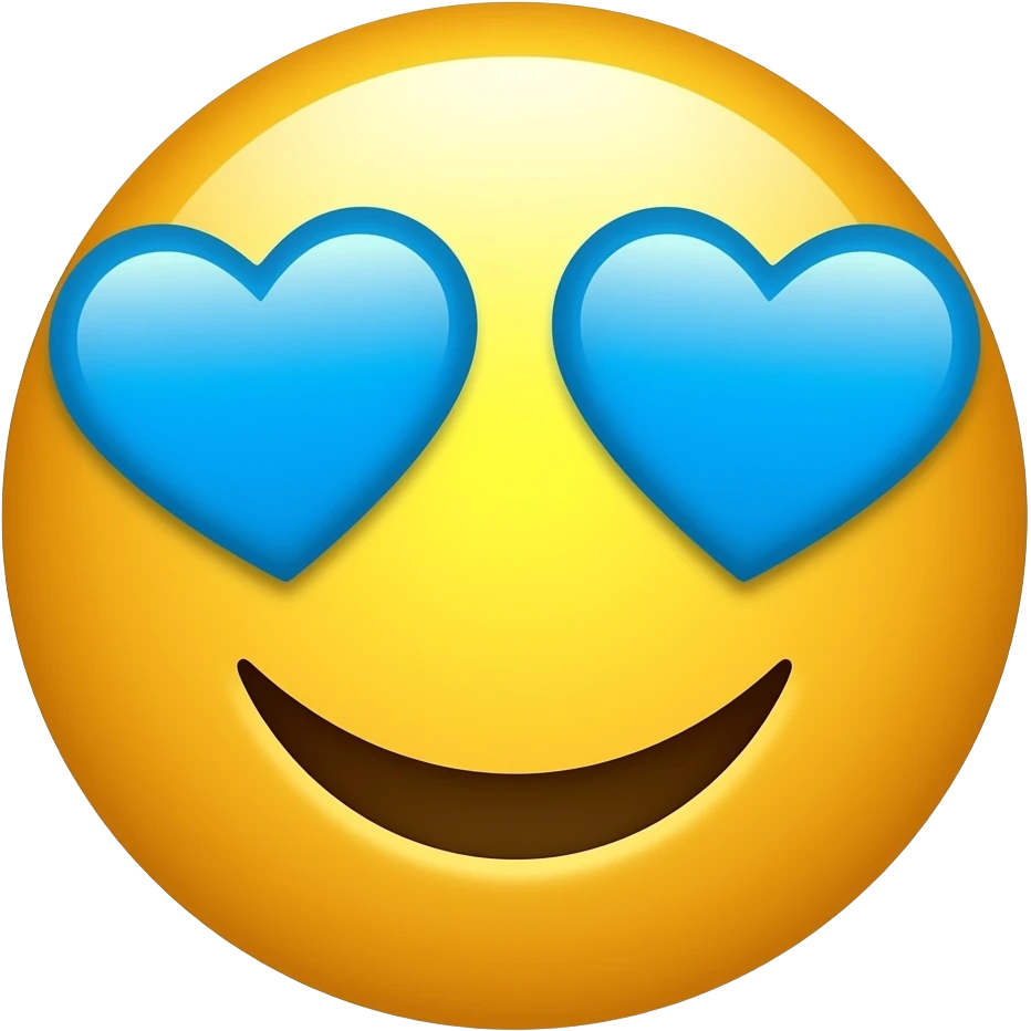 Smiley with blue harts as eyes emoji