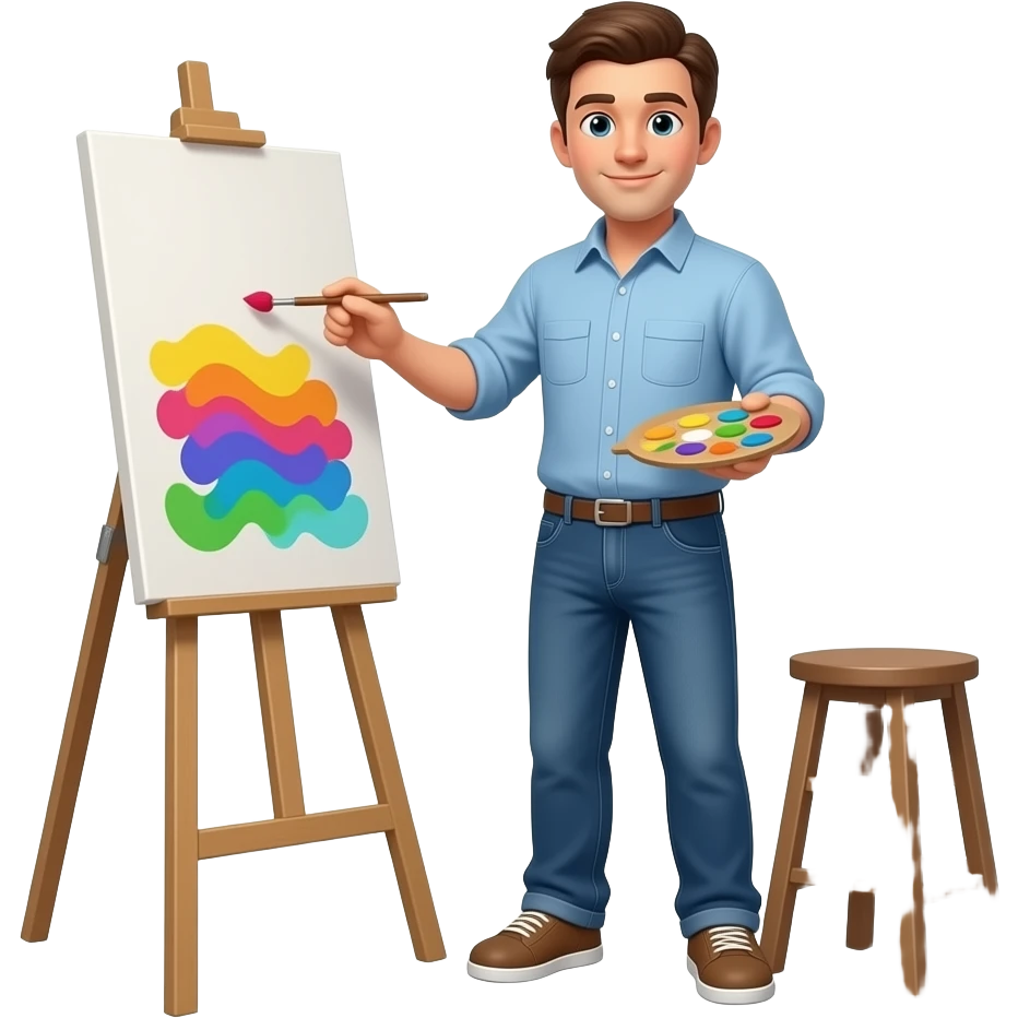 En hombre pintando emoji