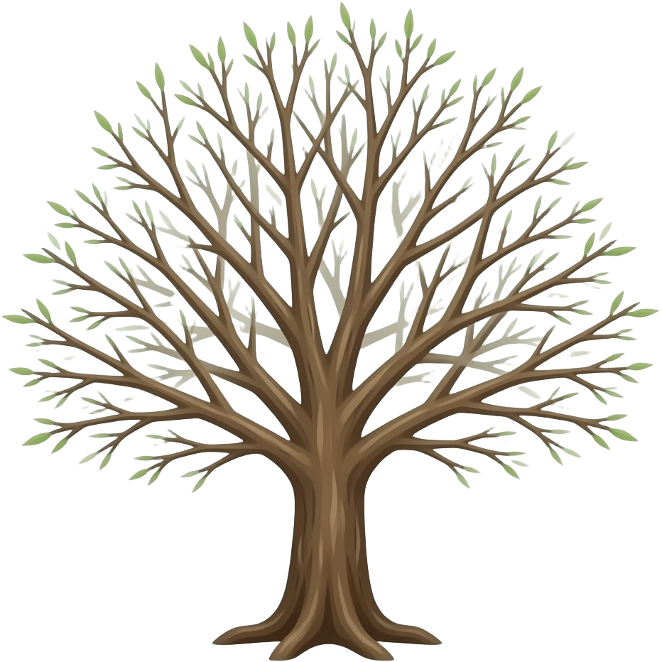 small apple tree no fruit, sparse branches emoji