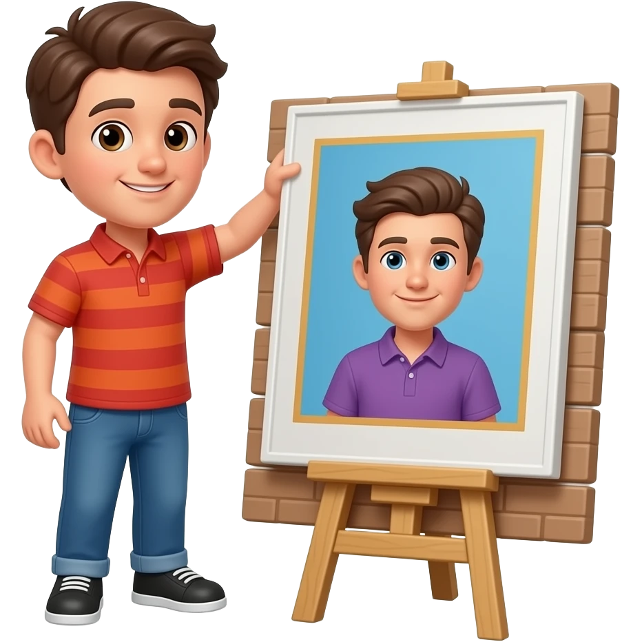 Muchacho trabajando cargando block emoji