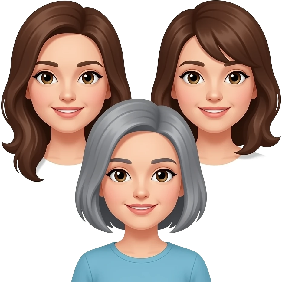 3 sisters 2 brunettes 1 grey short hair emoji
