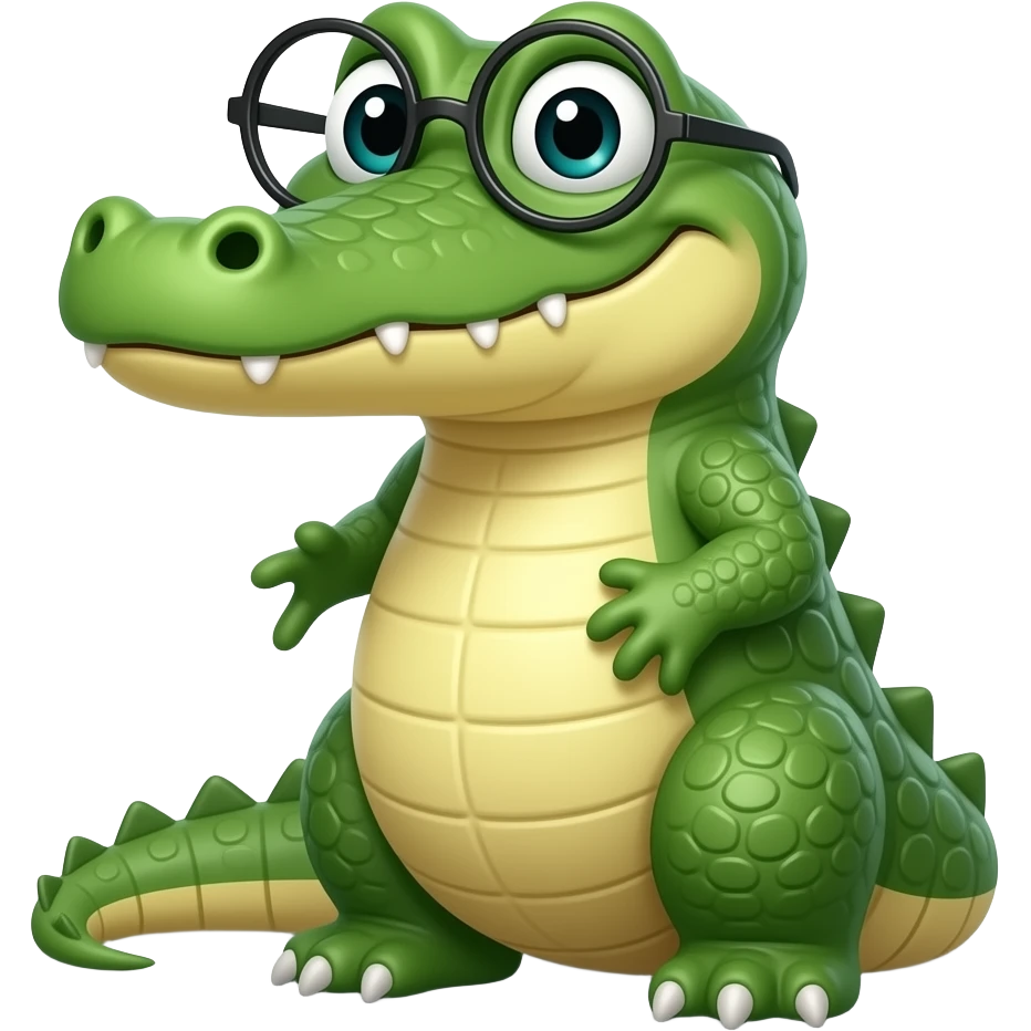 Crocodile with glasses emoji