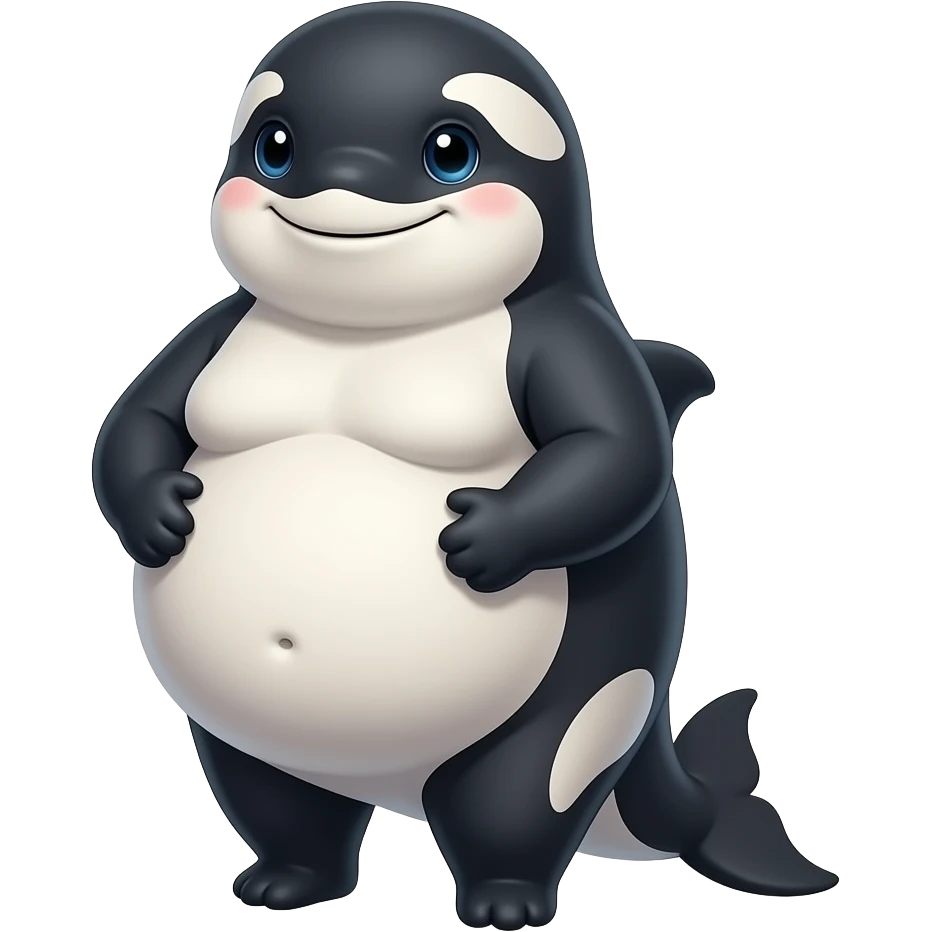 After hunting and devoured a healthy meal,A female Orca/killer whale she is so fat,she is cutely presenting her massive pudgy belly very nice & full,The Orca cradles her satisfied tummy like if she is wholesomely pregnant,even her bellybutton goes pop,We now call her A Pot-Bellied Killer Whale. emoji