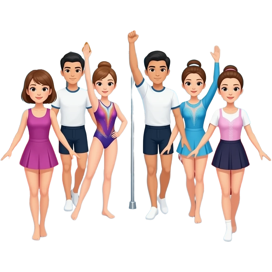 Group of Gymnasts m/f on a train emoji