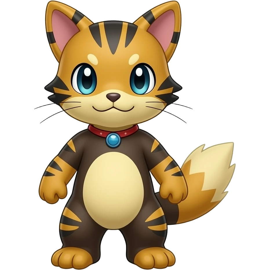 Cool edgy Torracat-Houndour-Litten-Digimon, full body emoji