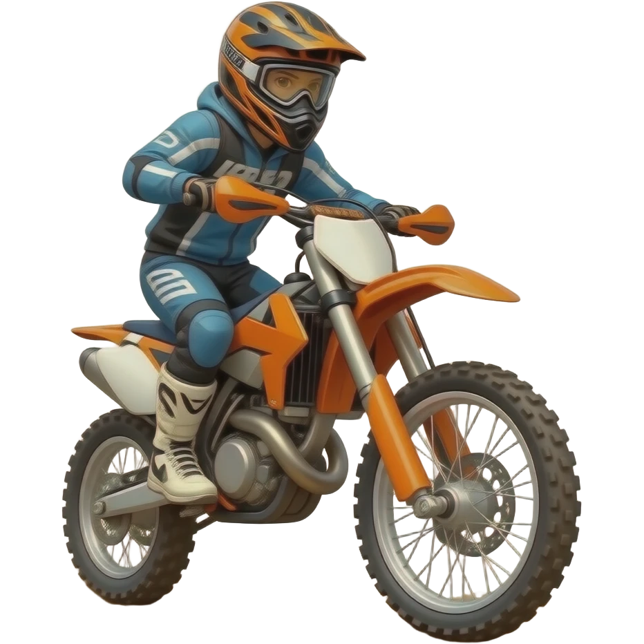Person wheeling orange dirt bike emoji