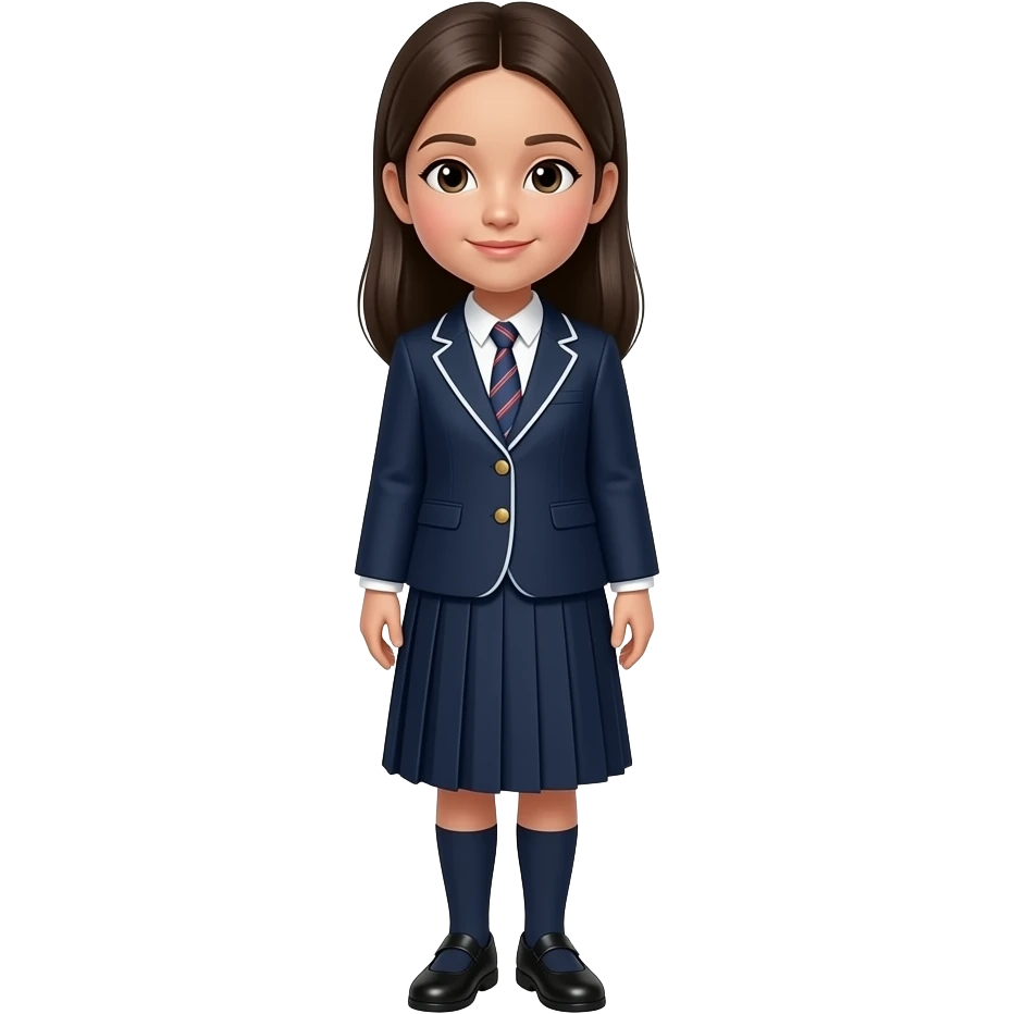 اريد طفلة ترتدي ملابس مدرسة وهيه واقفة وهيه بعمر اصغر وملابسة طويلة emoji