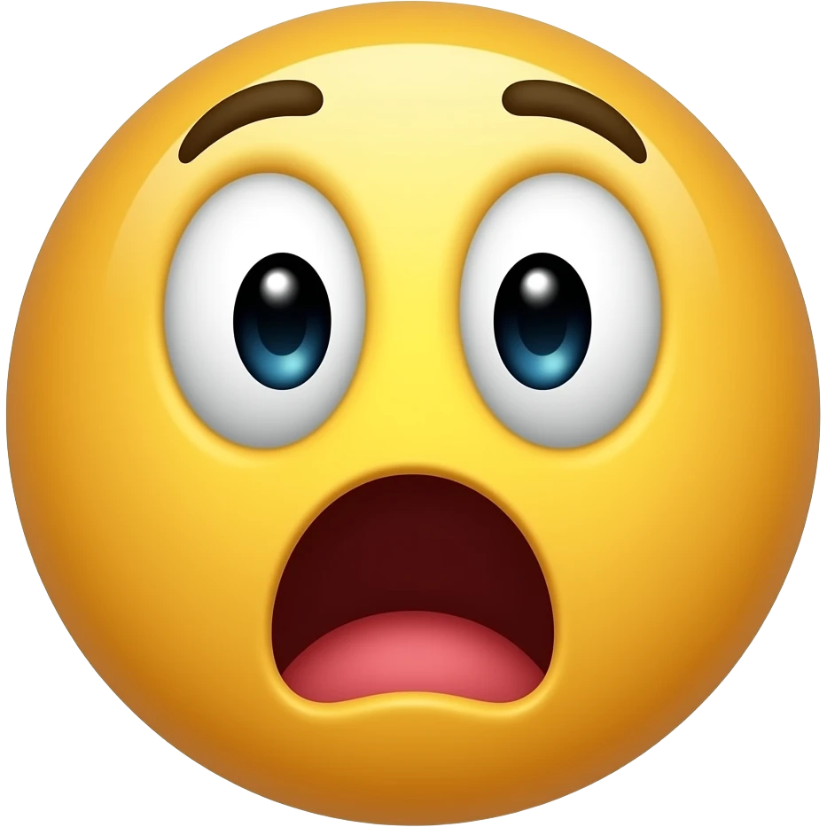 Make a smiley face emoji. Its shock and horrified and looking at something. Mouth wide and eyes pop out. Not a human. Its a 😀 emoji
