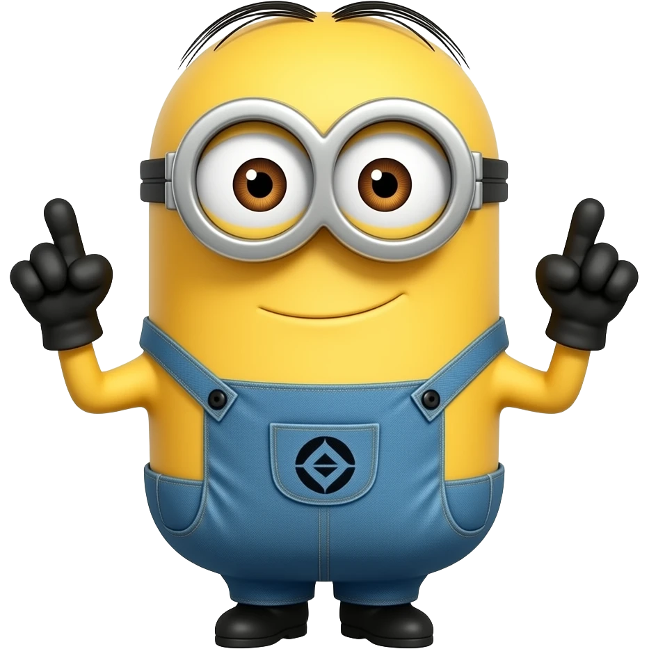 help me make an emoji that’s like apple emojis but it has to be like a SIMPLE minion with no top hair and there has to be fingers pointing at it emoji