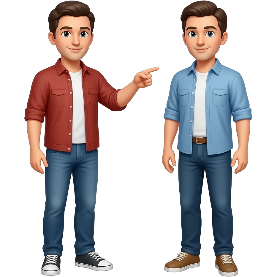 emoji de señor con ropa casual señalando a otro full body emoji
