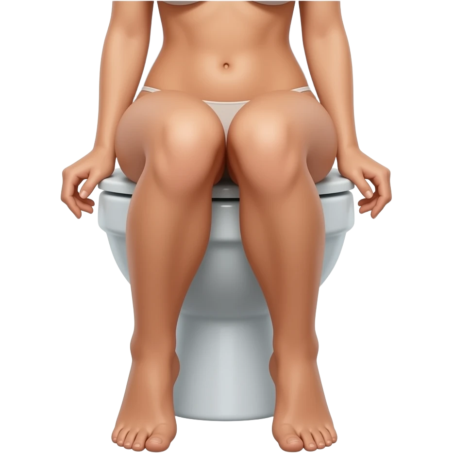 Woman nude on toilet bottom view emoji