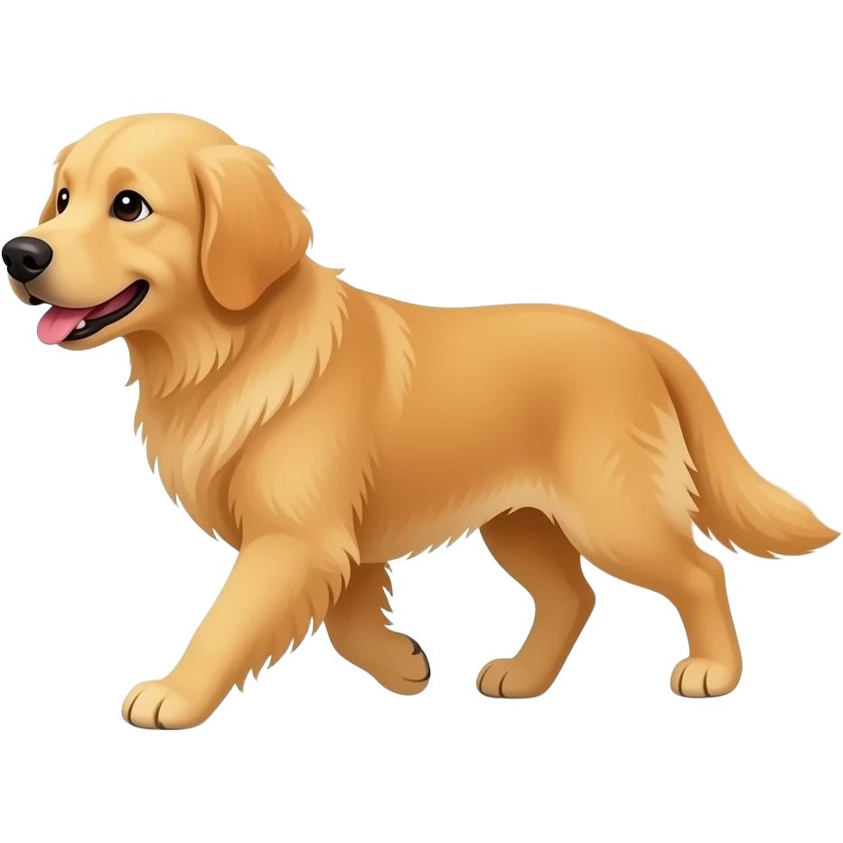The Golden dog walks into the home. emoji