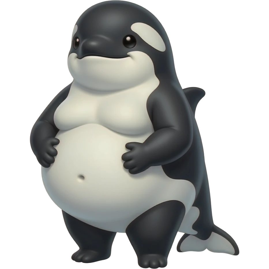 After hunting and devoured a healthy meal,A female Orca/killer whale she is so fat,she is cutely presenting her massive pudgy belly very nice & full,The Orca cradles her satisfied tummy like if she is wholesomely pregnant,even her bellybutton goes pop,We now call her A Pot-Bellied Killer Whale. emoji