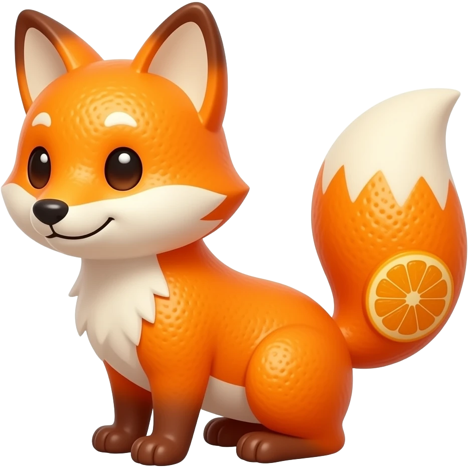 a firefox alike emote, but  the fox is made of oranges, make it female emoji