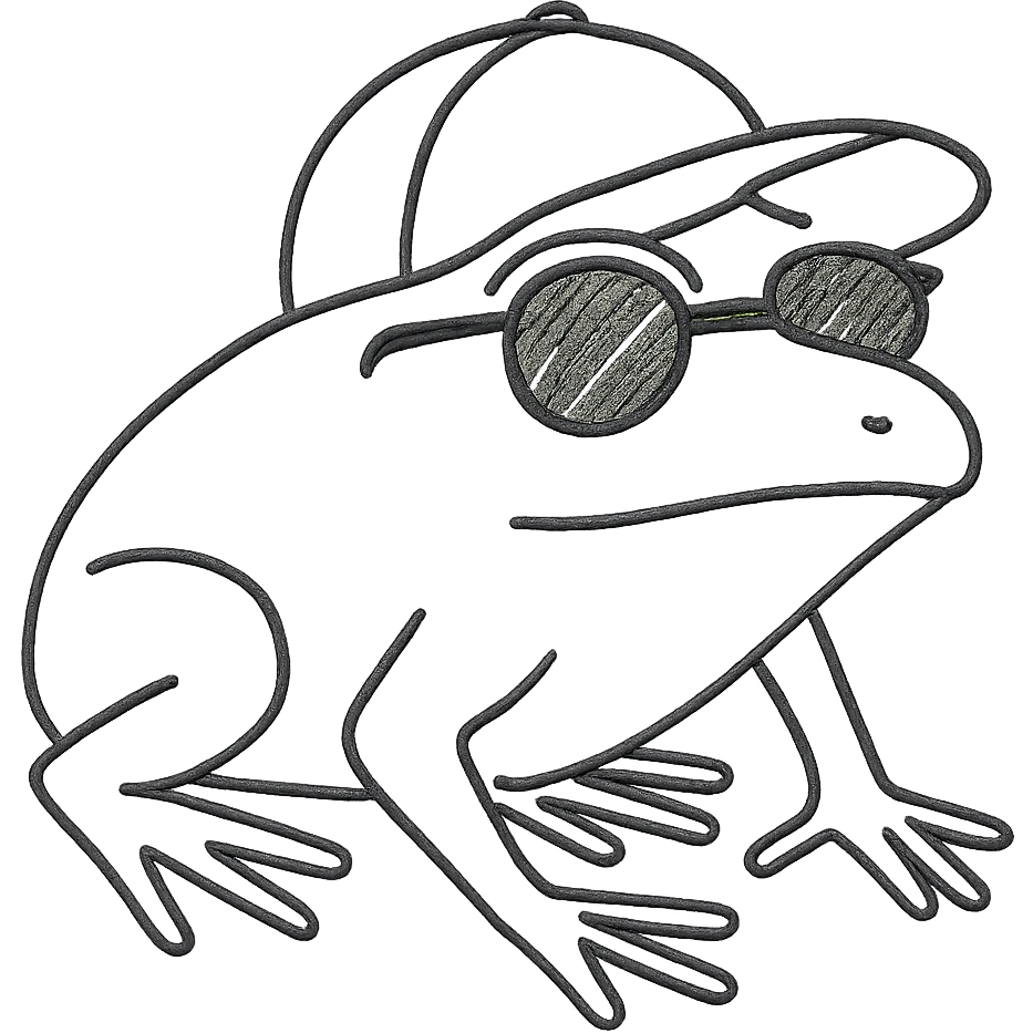 Tiny tropic frog wearing a baseball cap and sunglasses emoji