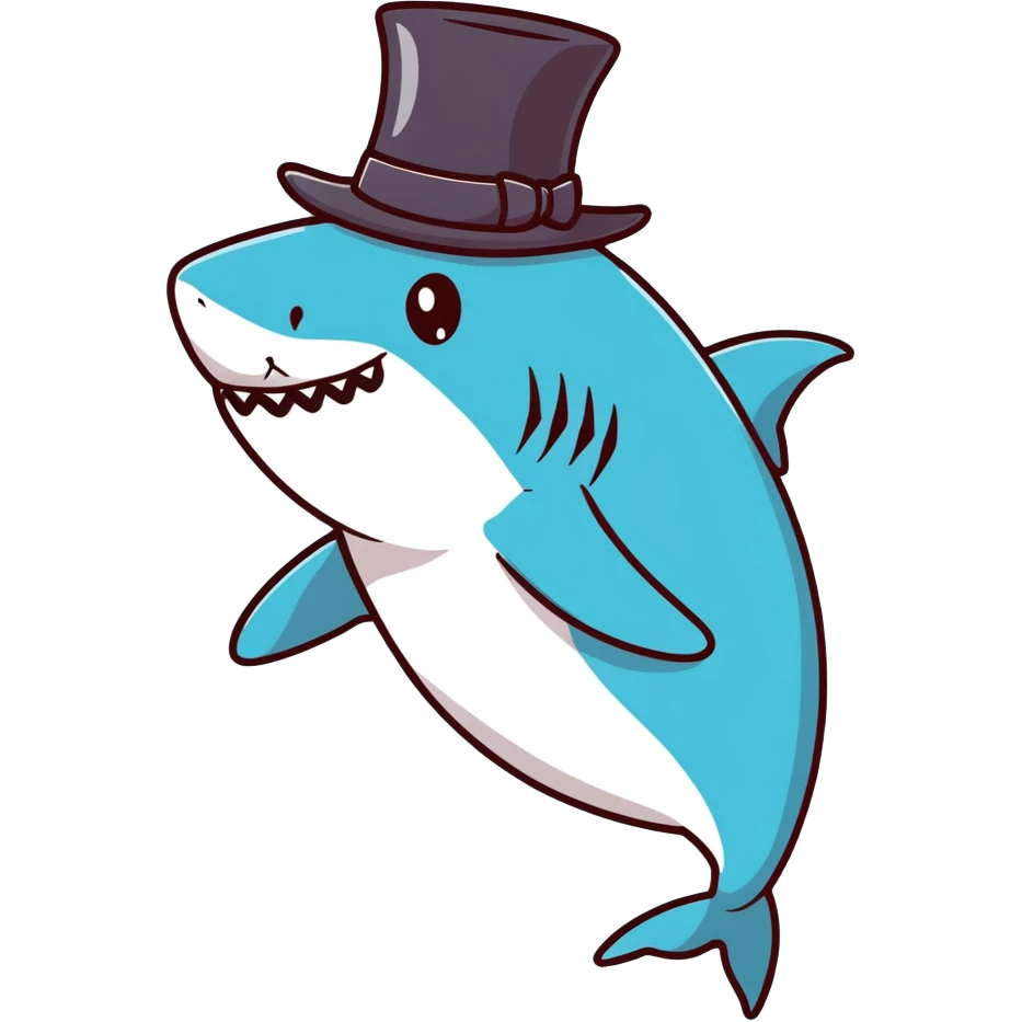 Shark with a top hat emoji