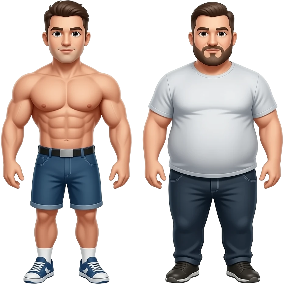 dos cuerpos uno con musculo y otro con grasa corporal emoji