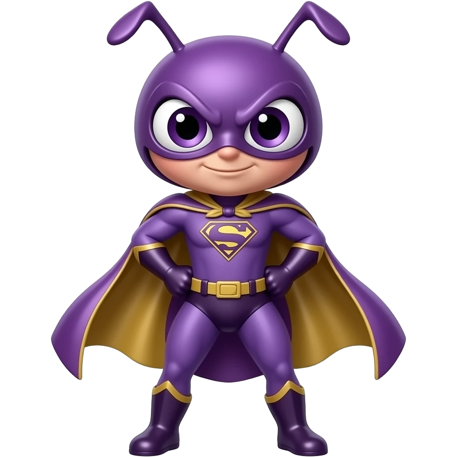 Purple ant superhero emoji