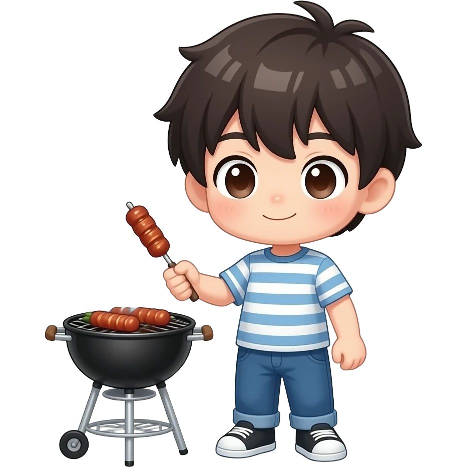 chibi anime boy barbecue emoji | AI Emoji Generator