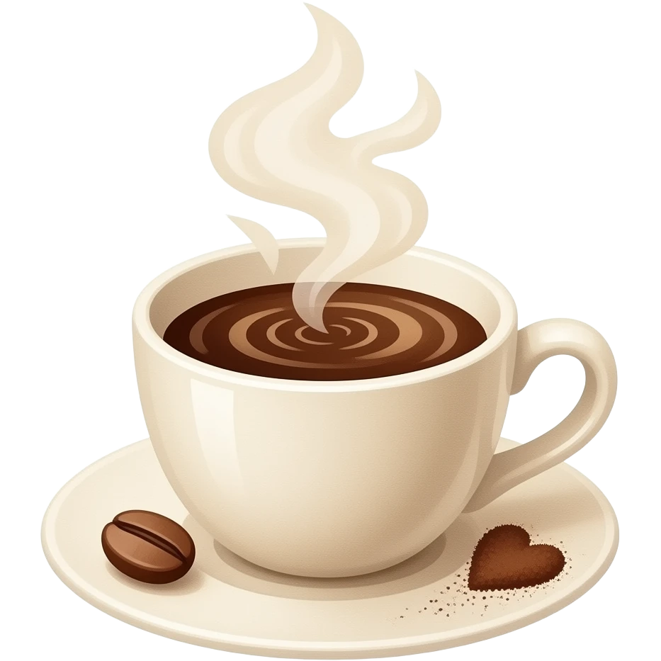 Cute reaction emojis in watercolor style: a steaming coffee cup with ...