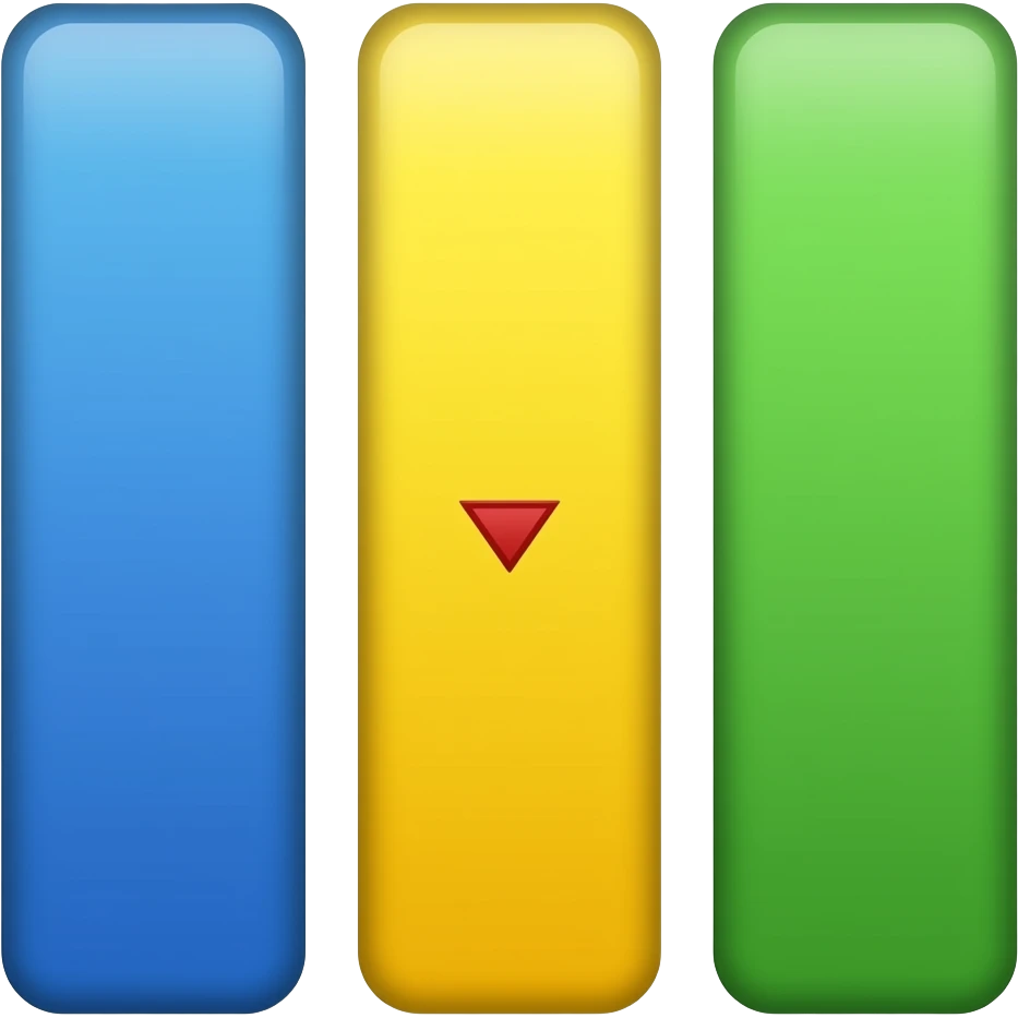 Blue on the left yellow in the middle green on right and a lil flipped ...
