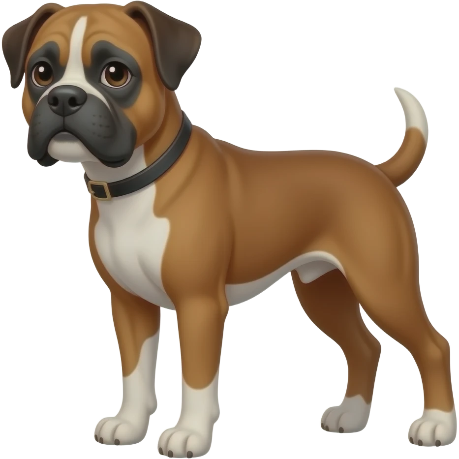 Perro boxer color cafe, sin collar emoji