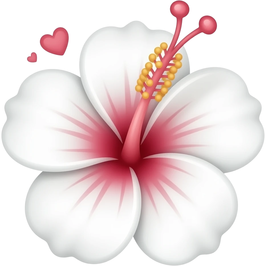 White hibiscus emoji with cute hearts small emoji