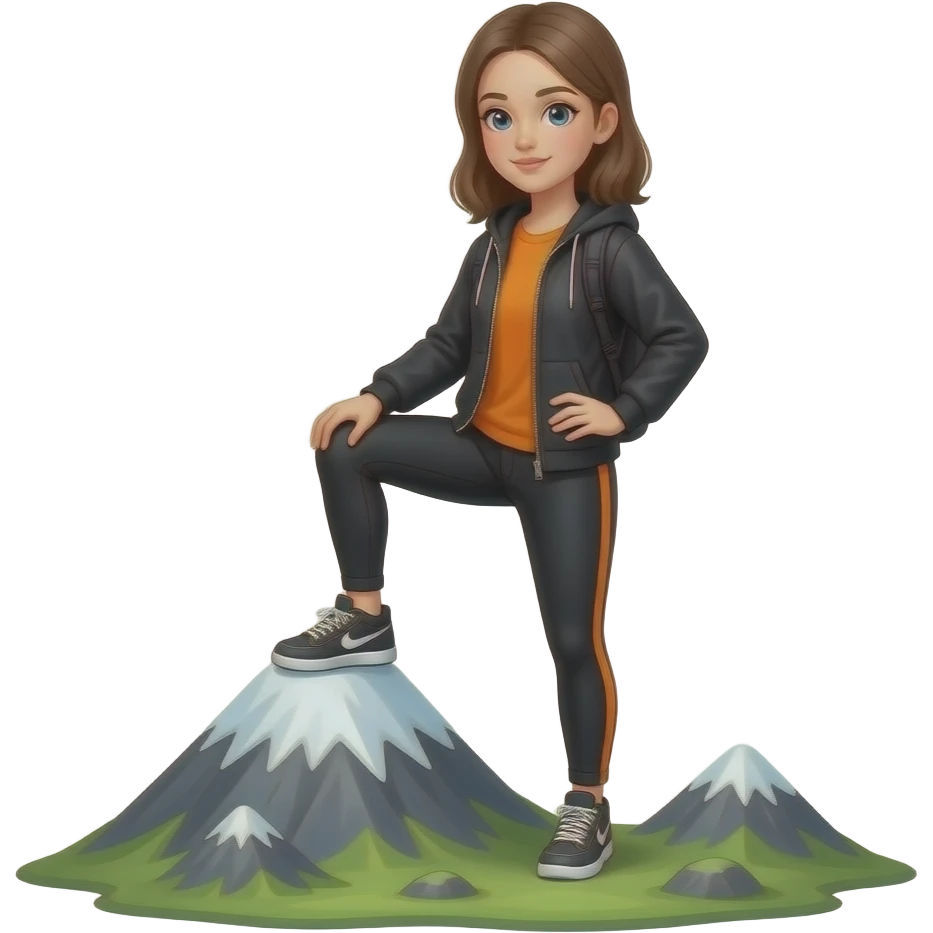 Girl leg mount black orange clothes emoji