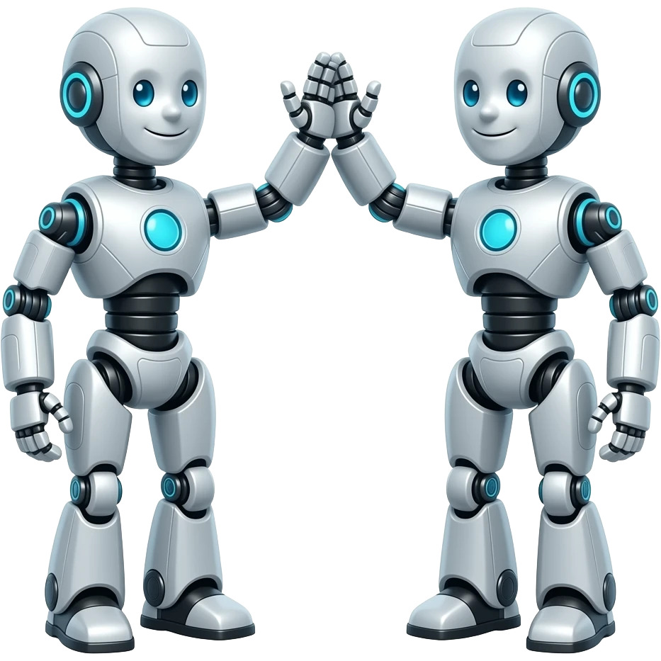 Two robots high fiving each other emoji