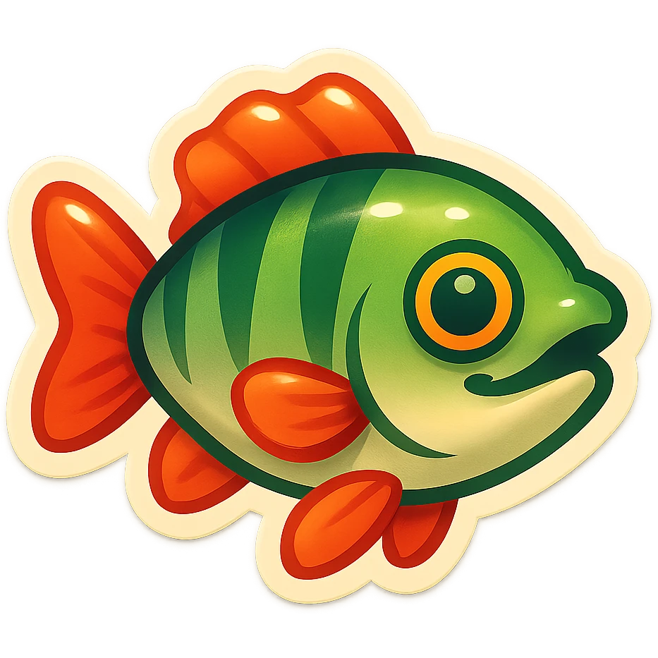 perch fish, emoji style, playful and rounded, Twitter Emoji Stickers vibe emoji