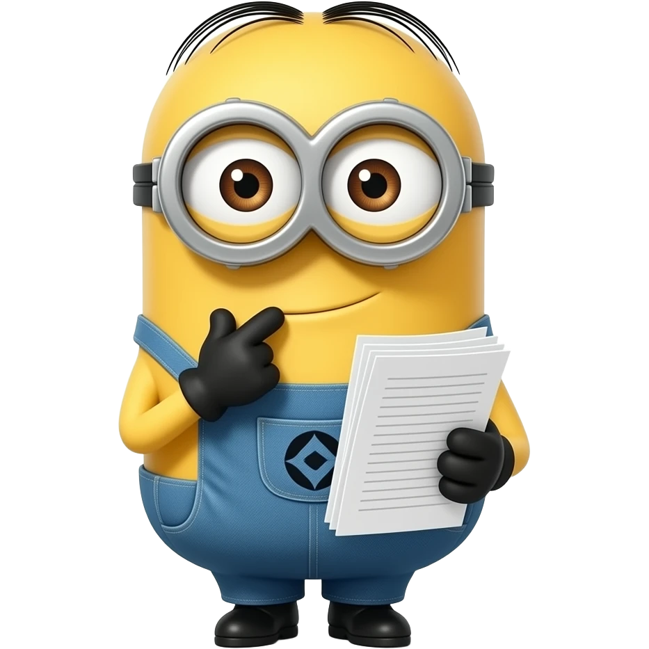 minion reading documentation thinking face emoji