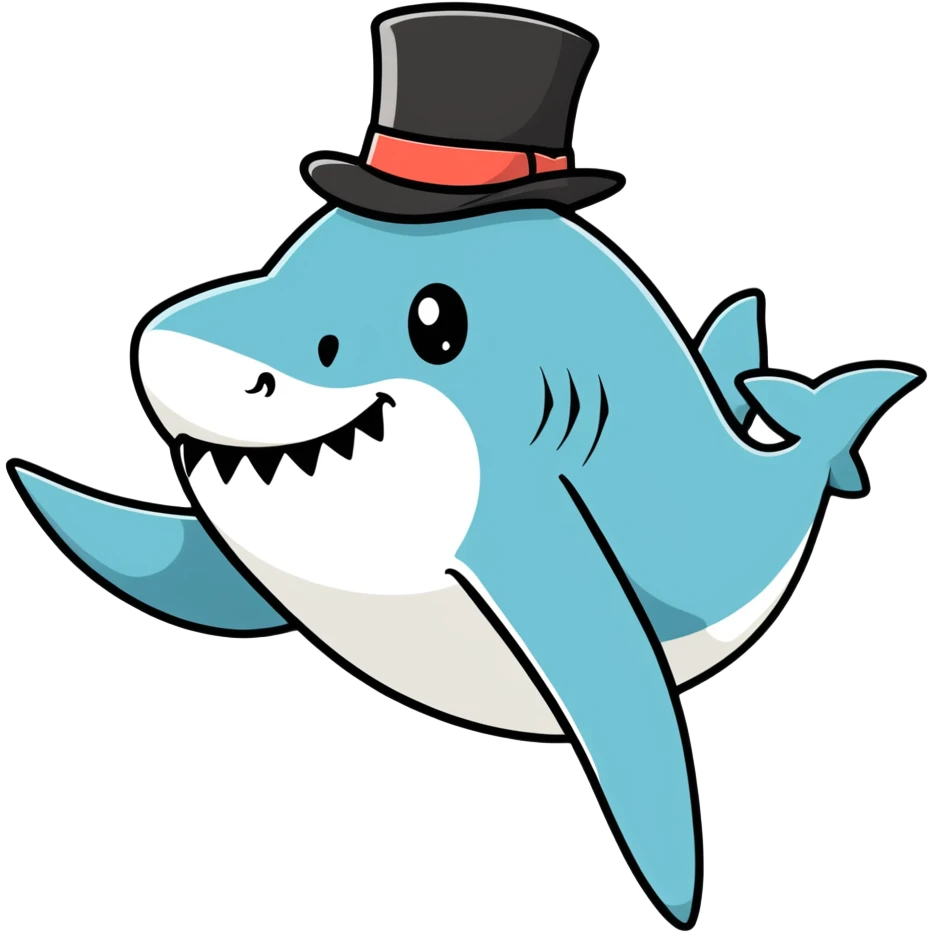 Shark with a top hat emoji