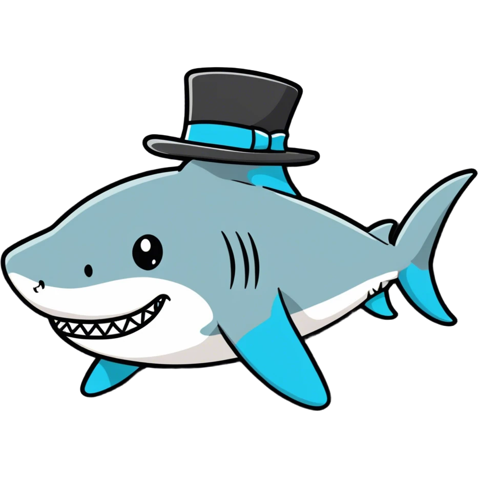Shark with a top hat emoji