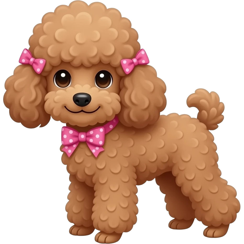 brown toy poodle with bows emoji
