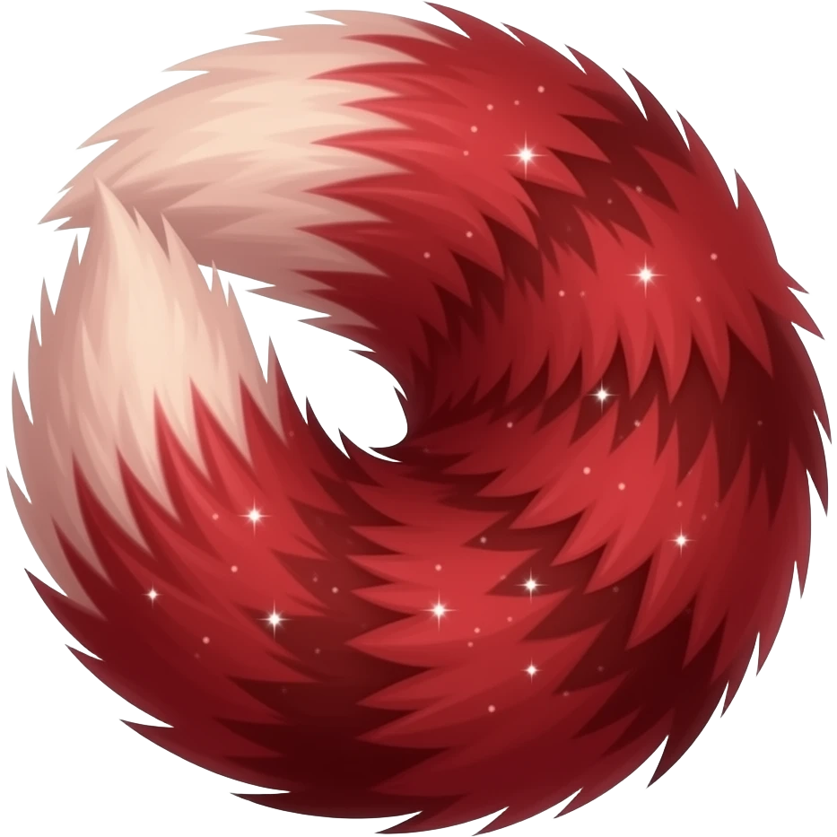Hyper realistic fire red velvet fur soaked in starlight glitter and shadow gradients beautiful emoji