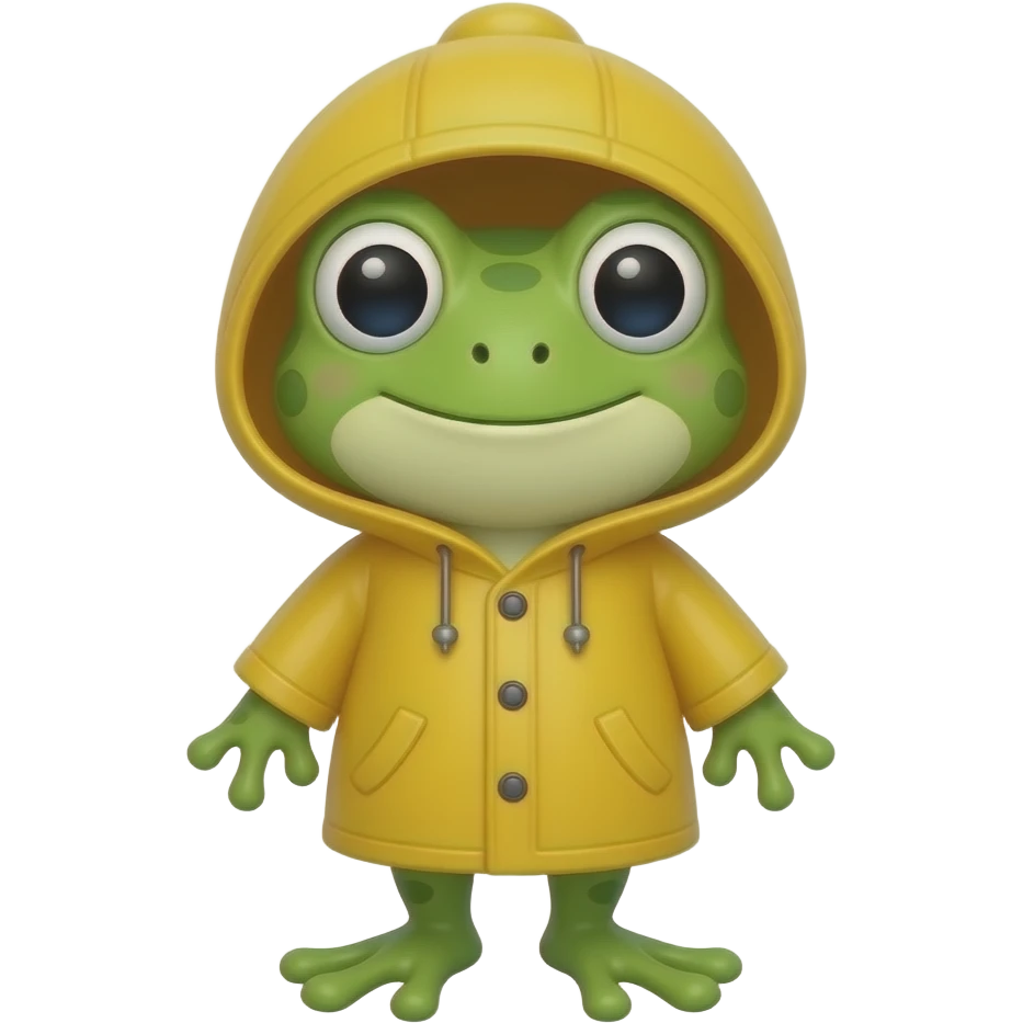 cute frog in a raincoat emoji