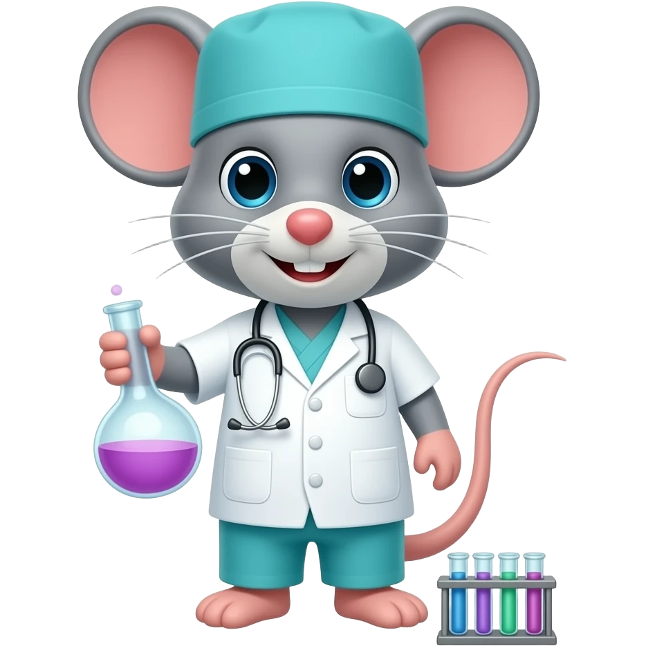 Mouse dressed as a surgeon holding a scientific tool emoji